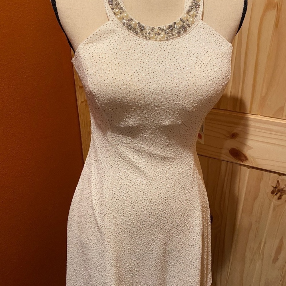 New! Pearl neckline glitter dress
